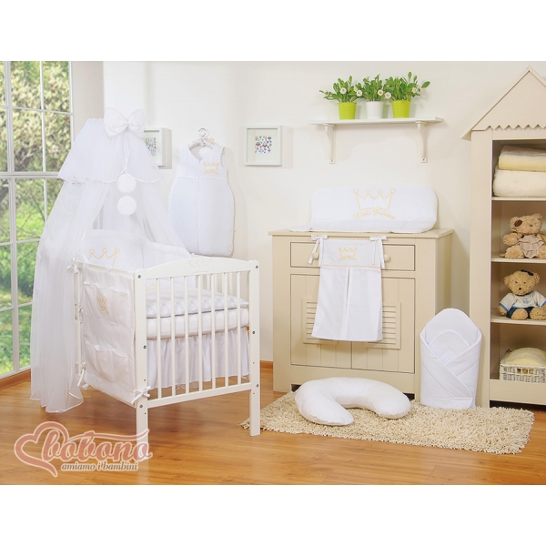 Babybett Moskitonetz aus Chiffon - Little Prince/Princess weiß