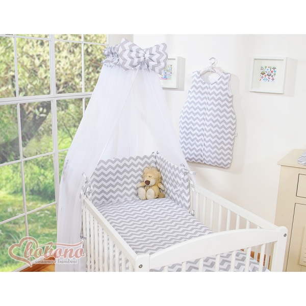 Babybett Moskitonetz aus Chiffon - Simple chevron grau
