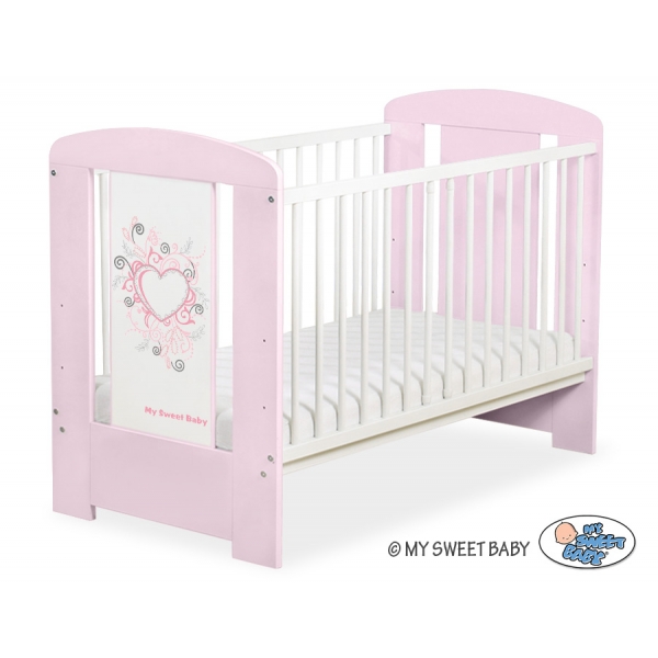 Babybett Rosa mit Matratze ohne Himmelstange