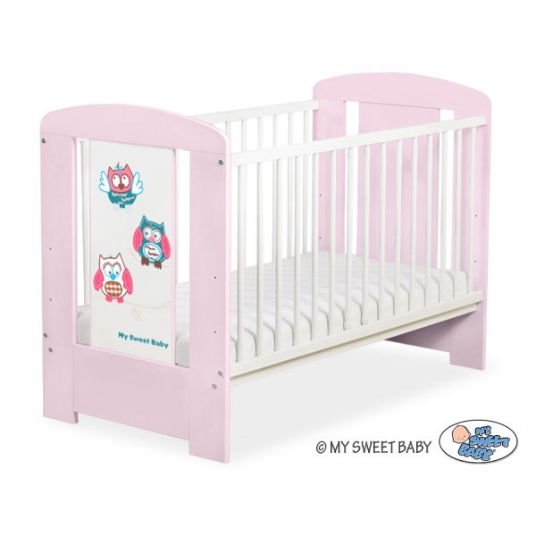 Babybett Rosa 120x60cm Eulen 5017-08-425