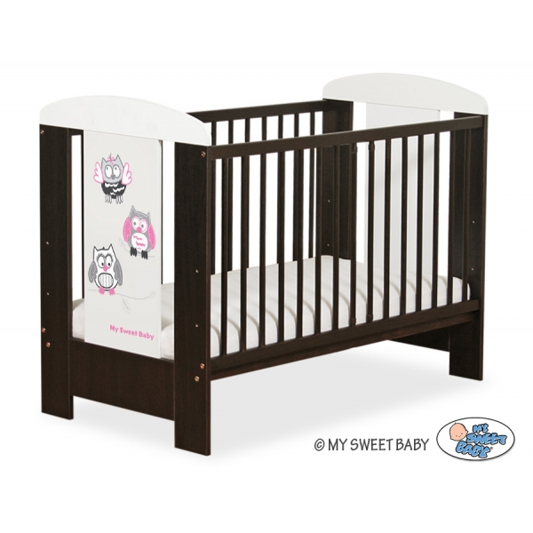 Babybett Weiß Braun 120x60cm Eulen 5017-04-429