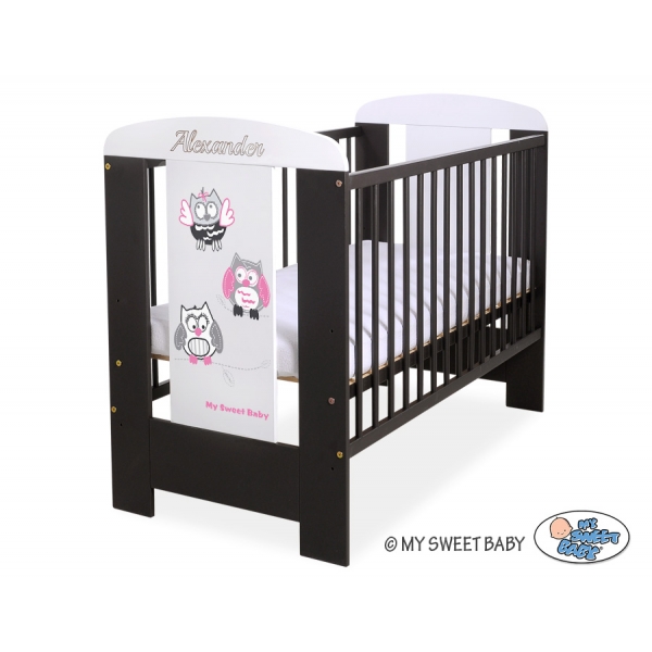 Babybett Weiß Braun 120x60cm Eulen 5017-04-429