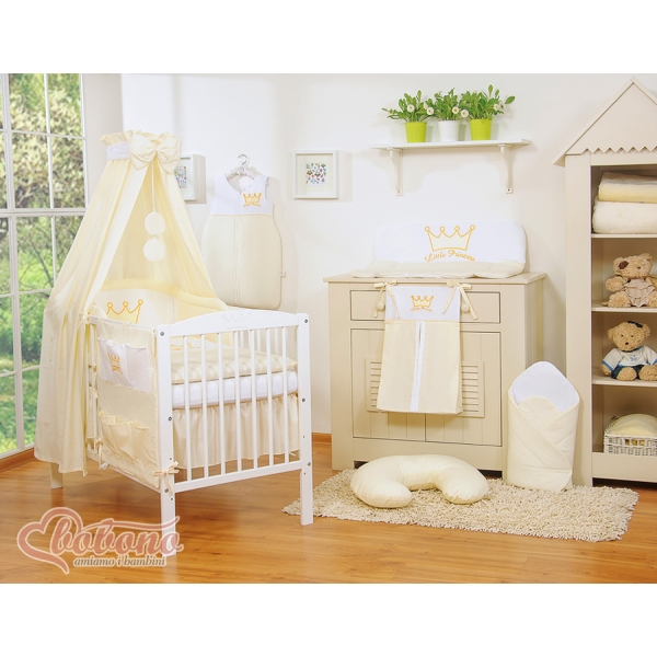 BabybettHimmel aus Baumwolle - Little Prince/Princess creme