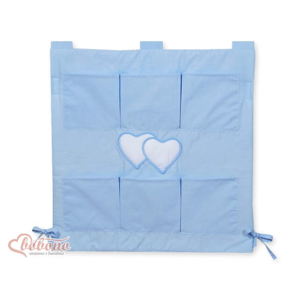 Babybetttasche - Hängende Herzen blau
