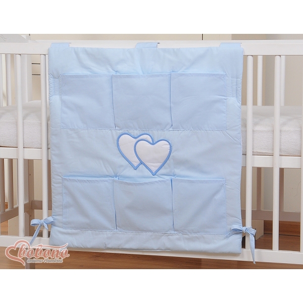 Babybetttasche - Hängende Herzen blau