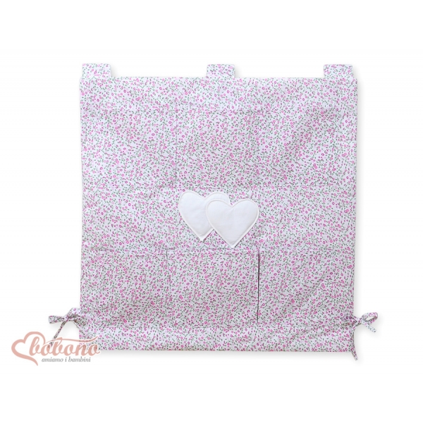 Babybetttasche - Hängende Herzen rosa Blümchen