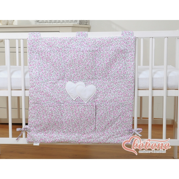 Babybetttasche - Hängende Herzen rosa Blümchen