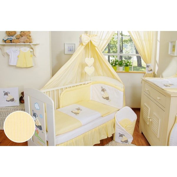 Babybettwäsche Set 5-tlg mit Himmel - Esel Luca gelb
