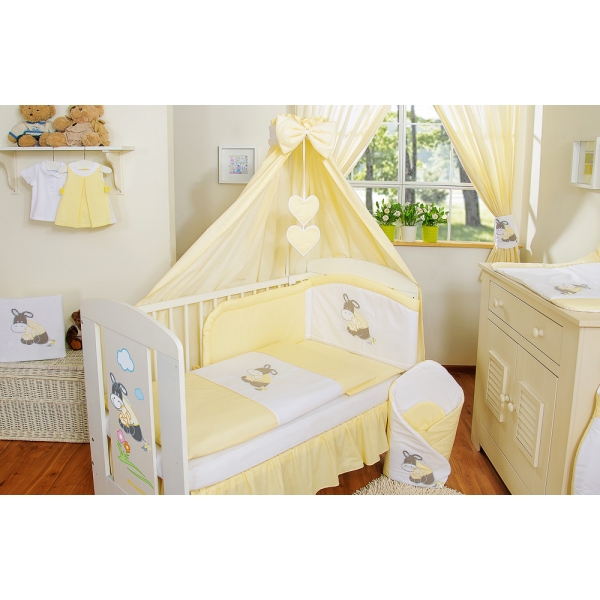 Babybettwäsche Set 5-tlg mit Himmel - Esel Luca gelb