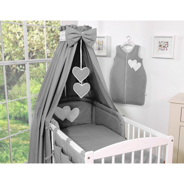 Babybettwäsche Set 5-tlg 60x120 Babybett Anthrazit