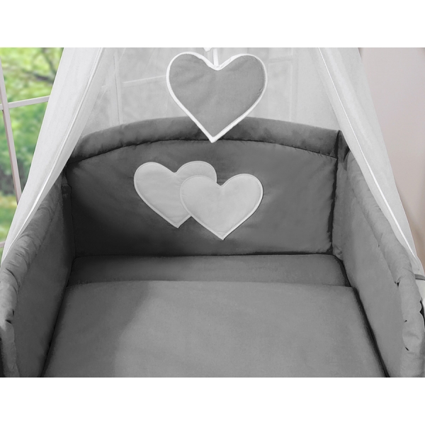 Babybettwäsche Set 5-tlg 60x120 Babybett Anthrazit