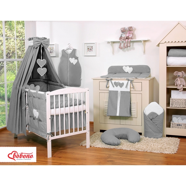 Babybettwäsche Set 5-tlg 60x120 Babybett Anthrazit