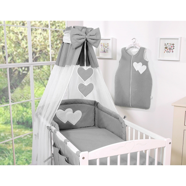 Bettwäsche für Babybett 60x120 cm mit Himmel aus Tüll Chiffon