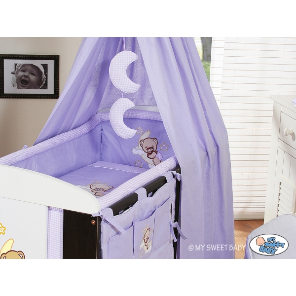 Babybettwäsche Set 5-tlg mit Himmel (L60) - Gute Nacht lila