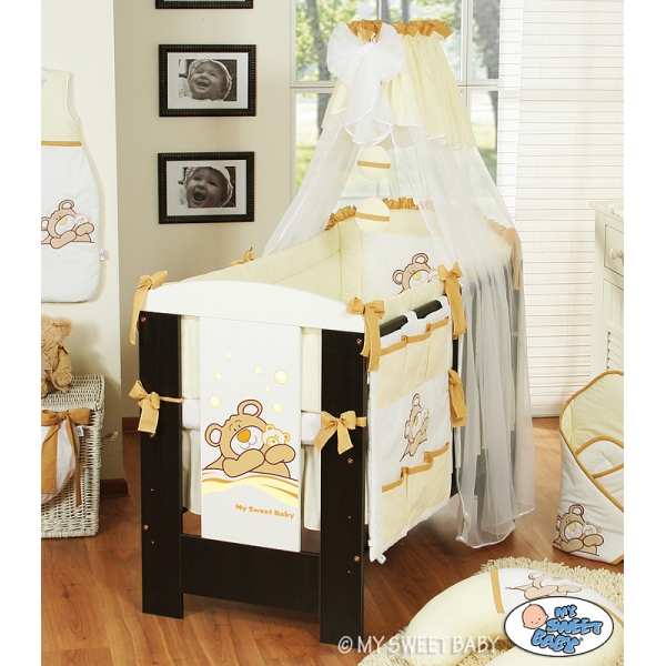 Babybettwäsche Set 5-tlg mit Himmel (L60) - Teddy Bär Barnaba creme