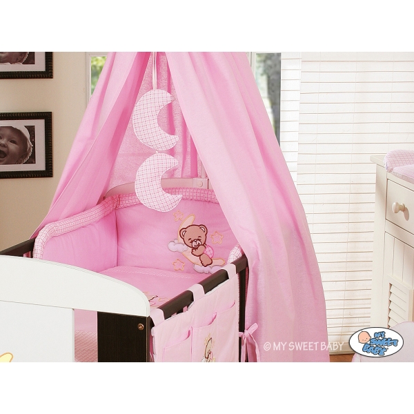 Babybettwäsche Set 5-tlg mit Himmel (S60) - Gute Nacht rosa