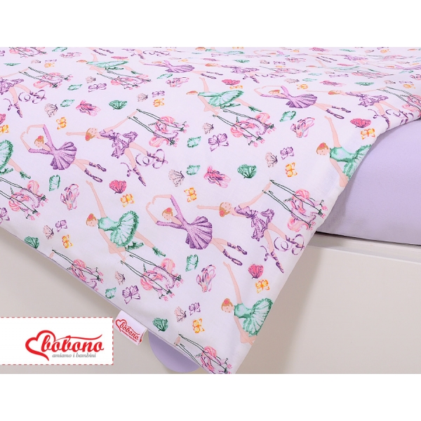 Babybettwäsche Set 5-tlg mit Moskitonetz - Ballerinen lila