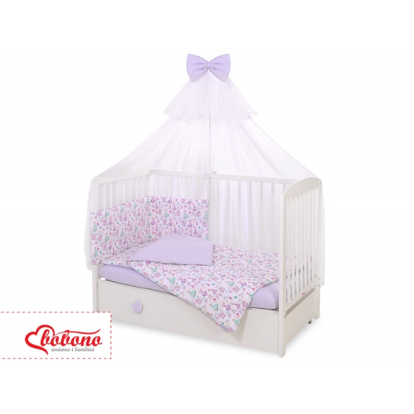 Babybettwäsche Set 5-tlg mit Moskitonetz - Ballerinen lila