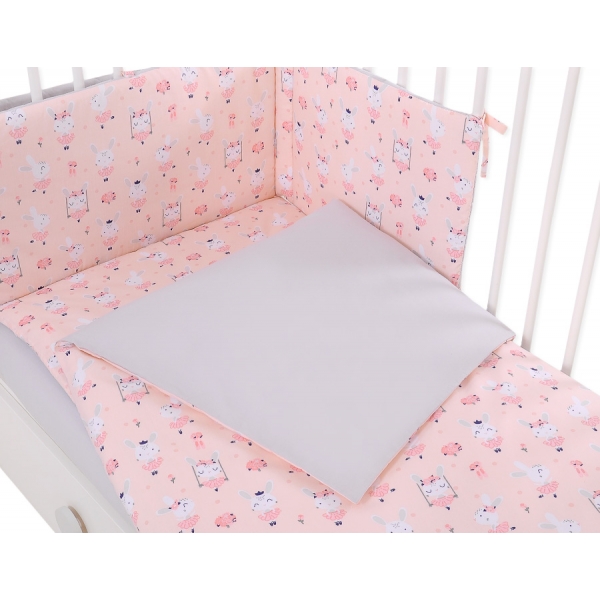 Babybettwäsche Set 5-tlg mit Moskitonetz - Ballerinen rosa