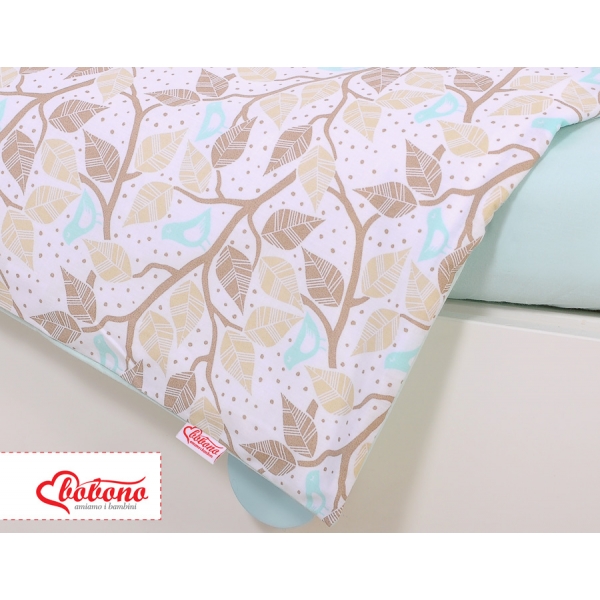 Babybettwäsche Set 5-tlg mit Moskitonetz - beige Blätter