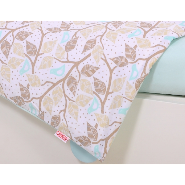 Babybettwäsche Set 5-tlg mit Moskitonetz - beige Blätter