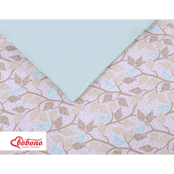 Babybettwäsche Set 5-tlg mit Moskitonetz - beige Blätter