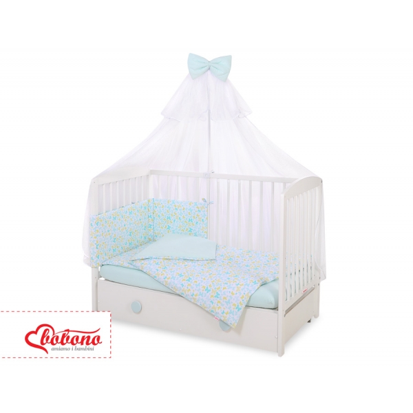 Babybettwäsche Set 5-tlg mit Moskitonetz - blau Schmetterlinge