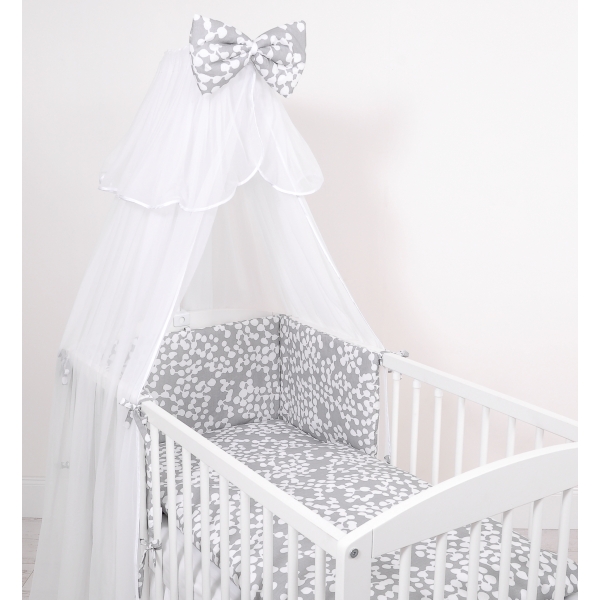 Babybettwäsche Set 5-tlg mit Moskitonetz -Bubbles grau