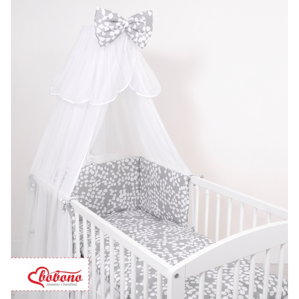 Babybettwäsche Set 5-tlg mit Moskitonetz -Bubbles grau