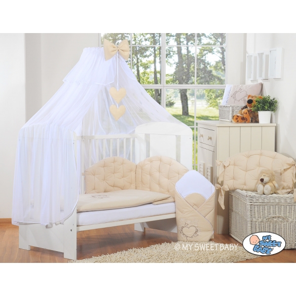 Babybettwäsche Set 5-tlg mit Moskitonetz - Chic beige