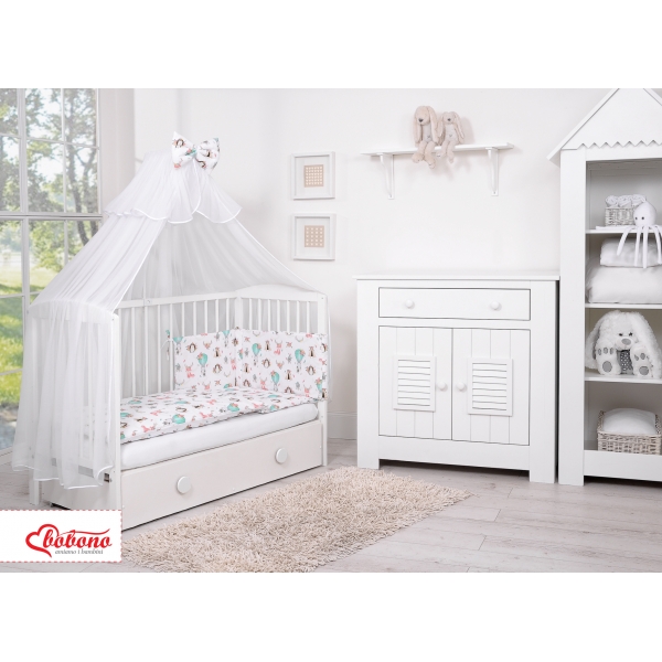 Babybettwäsche Set 5-tlg mit Moskitonetz - Füchse beige