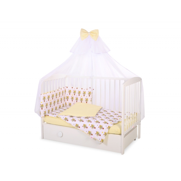 Babybettwäsche Set 5-tlg mit Moskitonetz - gelbe Zebras