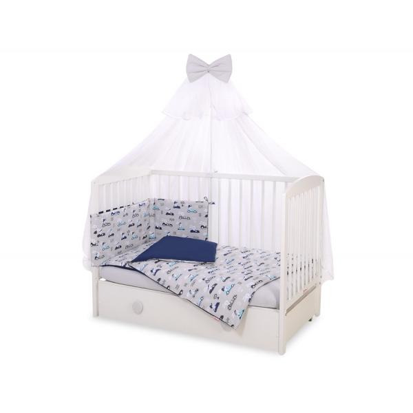 Babybettwäsche Set 5-tlg mit Moskitonetz - Hasen grau