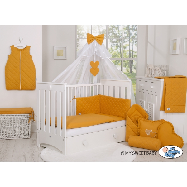 Babybettwäsche Set 5-tlg mit Moskitonetz- honiggelb
