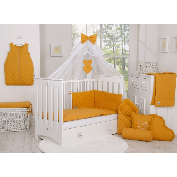 Babybettwäsche Set 5-tlg mit Moskitonetz- honiggelb