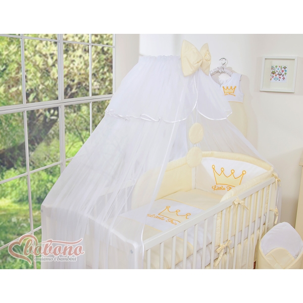 Babybettwäsche Set 5-tlg mit Moskitonetz - Little Prince/Princess creme