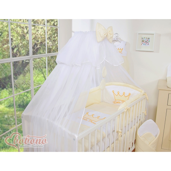 Babybettwäsche Set 5-tlg mit Moskitonetz - Little Prince/Princess creme