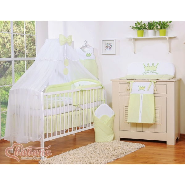 Babybettwäsche Set 5-tlg mit Moskitonetz - Little Prince/Princess grün