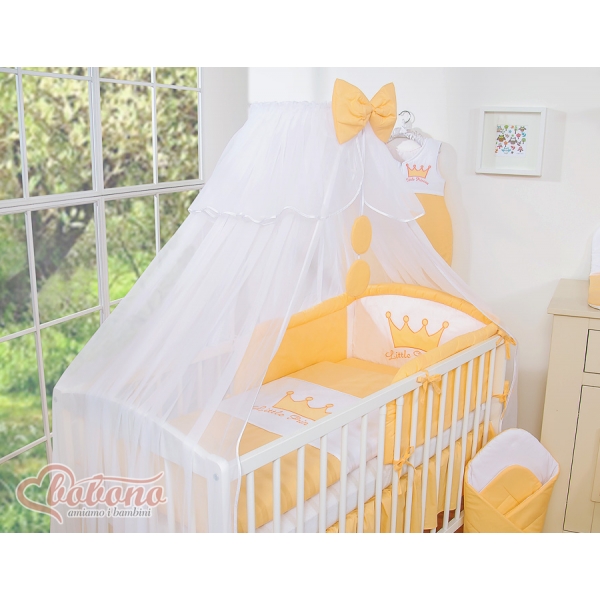 Babybettwäsche Set 5-tlg mit Moskitonetz - Little Prince/Princess pfirsich