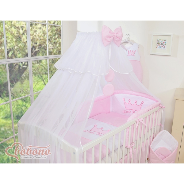 Babybettwäsche Set 5-tlg mit Moskitonetz - Little Prince/Princess rosa