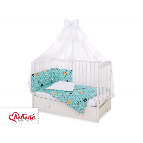 Babybettwäsche Set 5-tlg mit Moskitonetz - Minze Bäume
