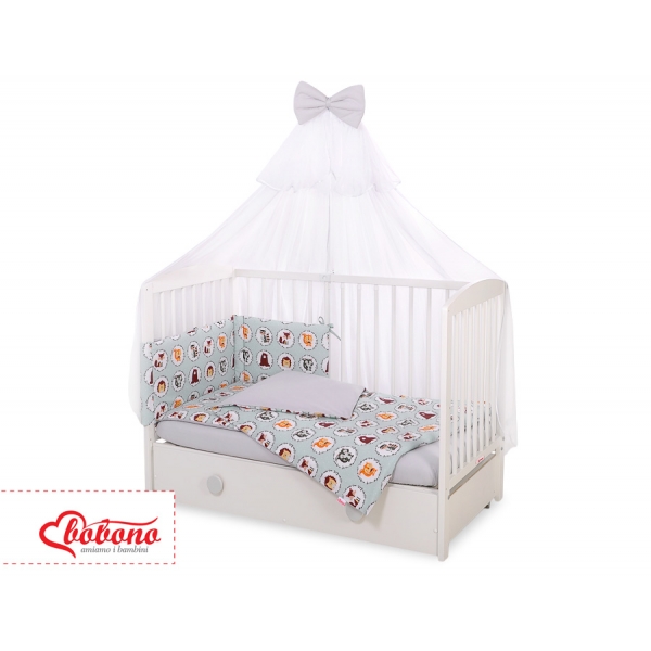 Babybettwäsche Set 5-tlg mit Moskitonetz - Minze Tierchen