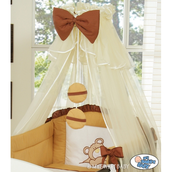 Babybettwäsche Set 5-tlg mit Moskitonetz (S60) - Teddy Bär Barnaba braun