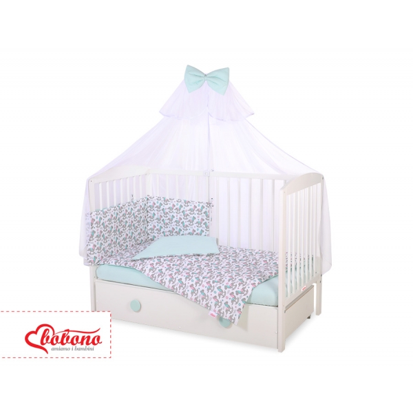 Babybettwäsche Set 5-tlg mit Moskitonetz - Schaukelpferde