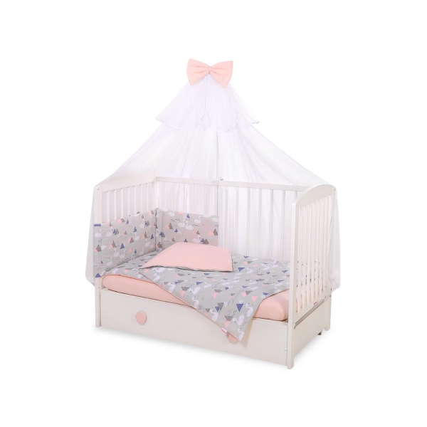 Babybettwäsche Set 5-tlg mit Moskitonetz - Schwäne grau