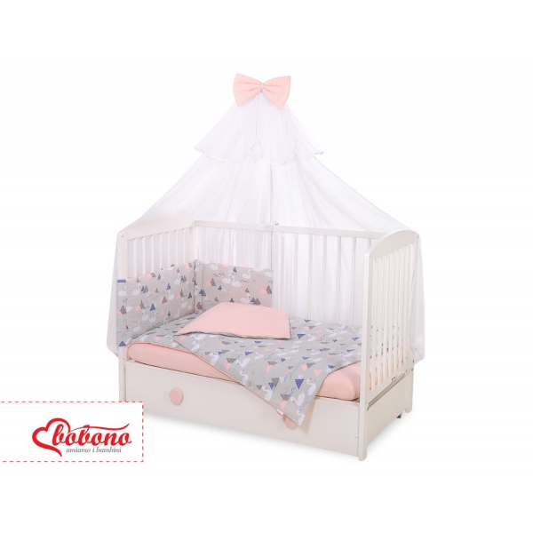 Babybettwäsche Set 5-tlg mit Moskitonetz - Schwäne grau