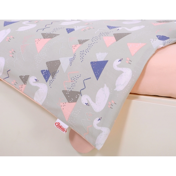 Babybettwäsche Set 5-tlg mit Moskitonetz - Schwäne grau