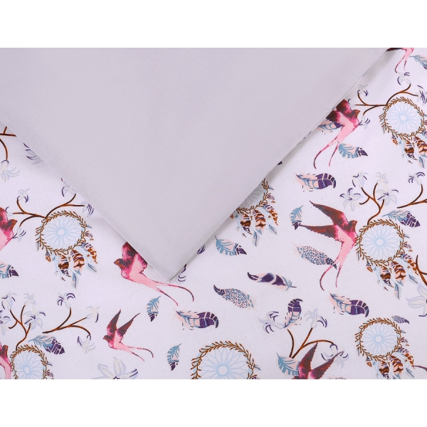 Babybettwäsche Set 5-tlg mit Moskitonetz - Schwalben rosa