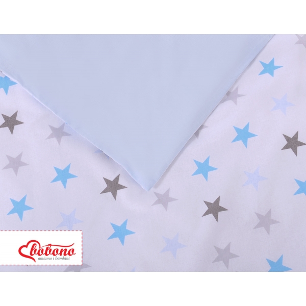 Babybettwäsche Set 5-tlg mit Moskitonetz - Sternen grau -blau