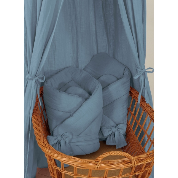 Babyhörnchen aus Musselin mit Schleife - pastellblau